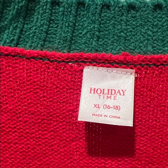 Holiday Time Red and Green Cardigan Sweater - Picture 2 of 5